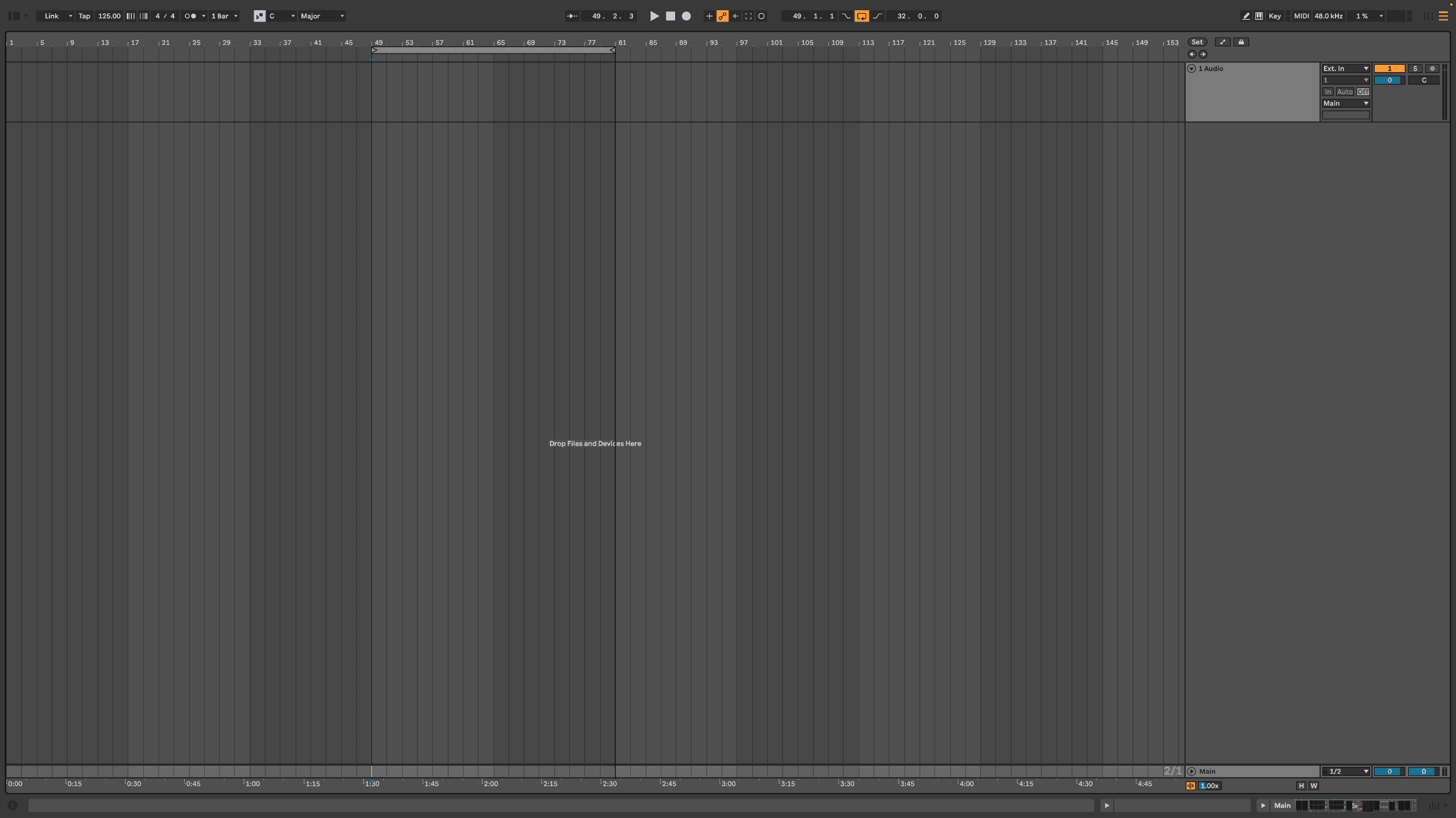 An empty Ableton Live session